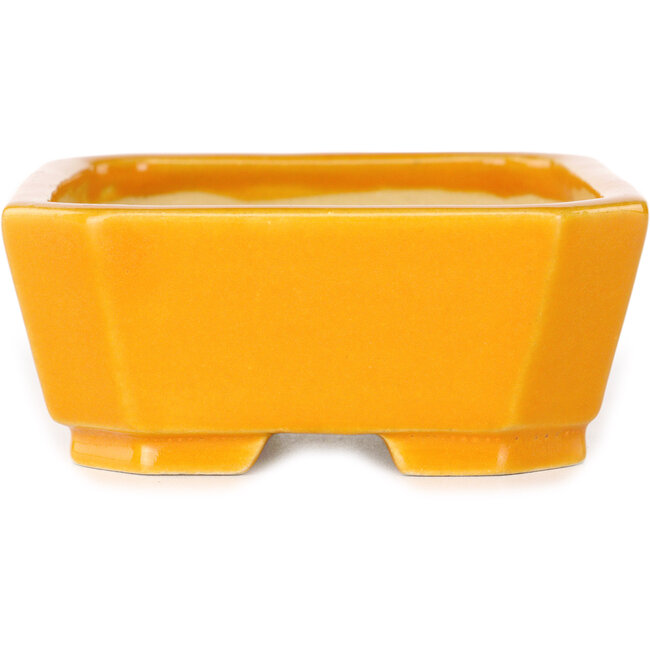 Pot à bonsaï rectangulaire orange de Shouzan - 118 x 97 x 42 mm