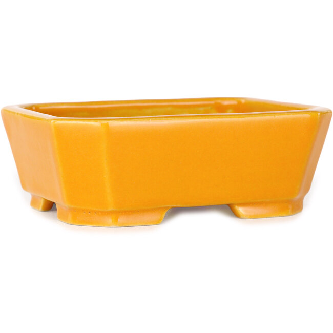 Pot à bonsaï rectangulaire orange de Shouzan - 118 x 97 x 42 mm