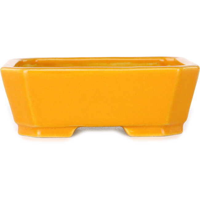 Pot à bonsaï rectangulaire orange de Shouzan - 118 x 97 x 42 mm