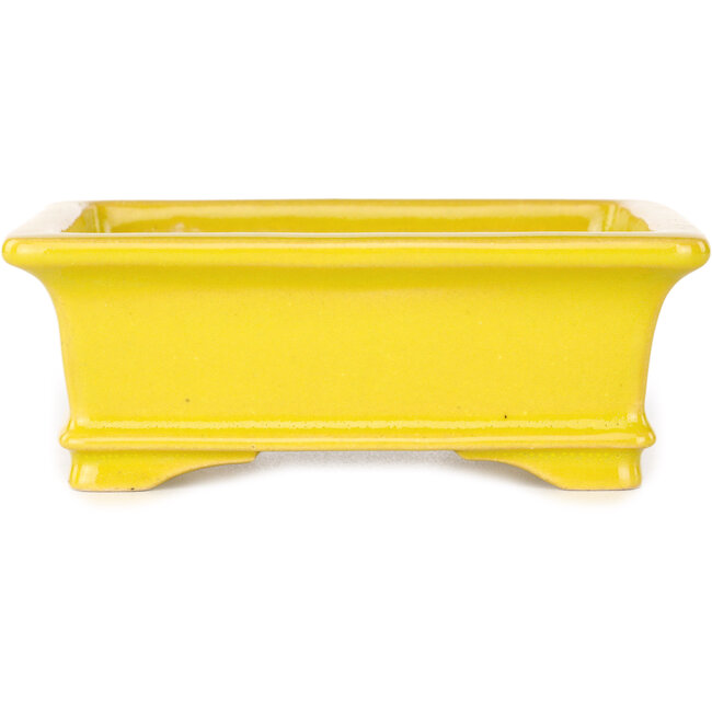 Rechthoekige gele bonsaipot van Shouzan - 128 x 108 x 47 mm