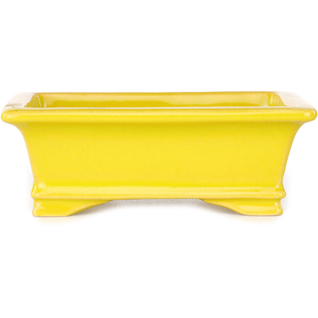 Vaso bonsai rettangolare giallo di Shouzan - 125 x 100 x 45 mm
