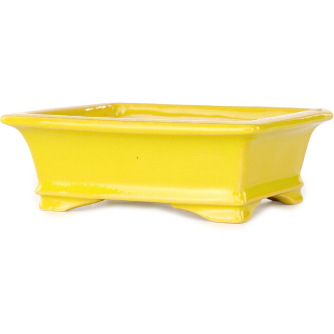 Rechthoekige gele bonsaipot van Shouzan - 125 x 100 x 45 mm