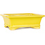 Rectangular yellow bonsai pot by Shouzan - 125 x 100 x 45 mm