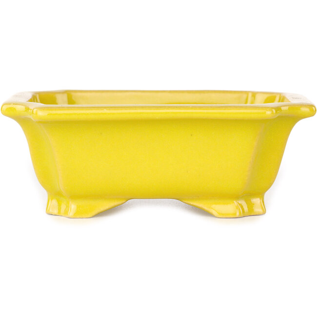 Rechthoekige gele bonsaipot van Shouzan - 120 x 103 x 45 mm
