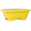 Rectangular yellow bonsai pot by Shouzan - 120 x 103 x 45 mm