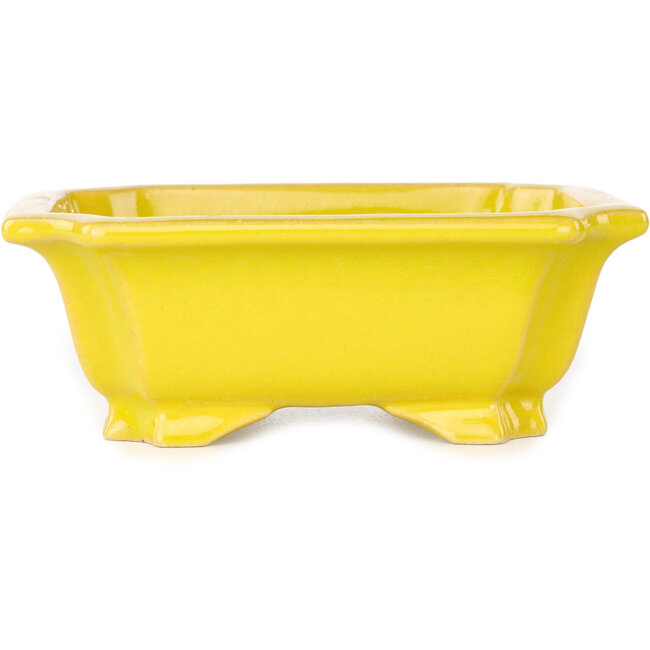 Rechthoekige gele bonsaipot van Shouzan - 120 x 103 x 45 mm