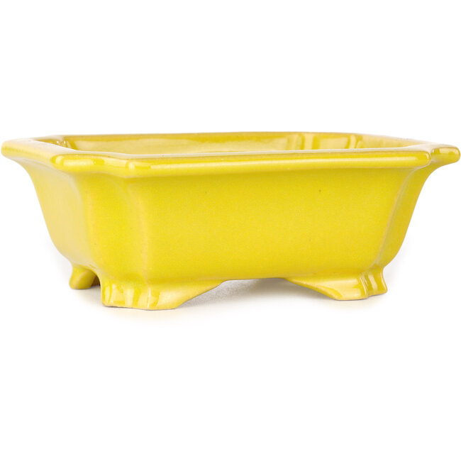 Vaso bonsai rettangolare giallo di Shouzan - 120 x 103 x 45 mm