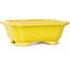 Pot à bonsaï rectangulaire jaune de Shouzan - 120 x 103 x 45 mm