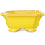 Pot à bonsaï rectangulaire jaune de Shouzan - 127 x 103 x 47 mm