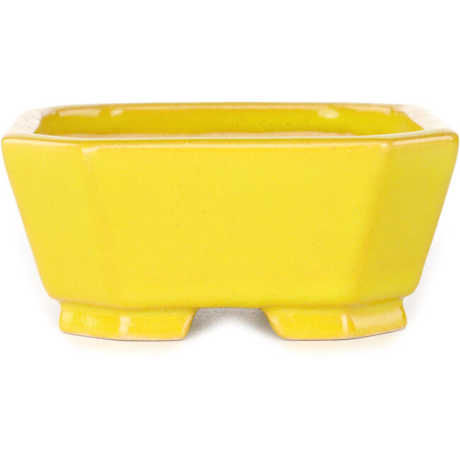 Vaso bonsai rettangolare giallo di Shouzan - 118 x 97 x 42 mm