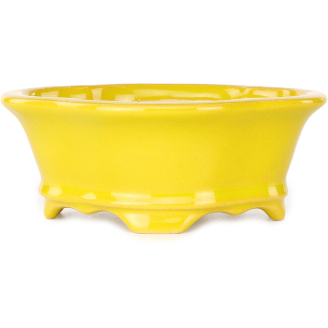 Mokko yellow bonsai pot by Shouzan - 130 x 110 x 50 mm