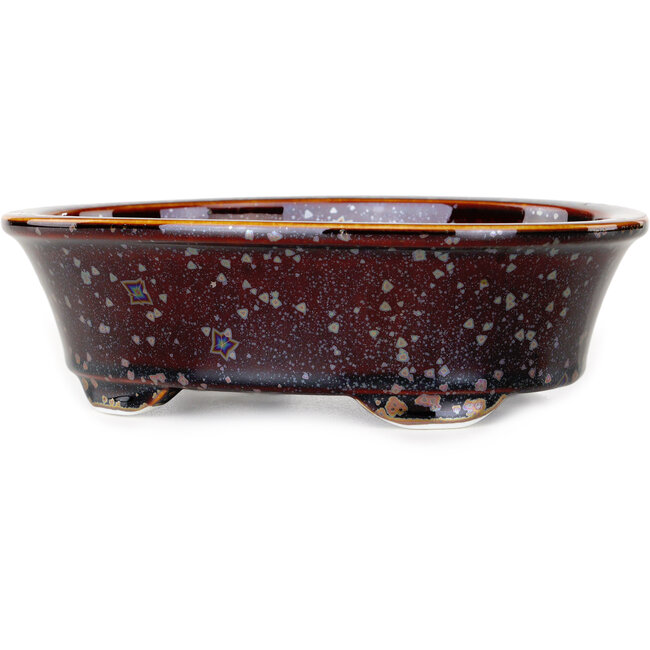 Vaso bonsai ovale marrone di Heian Kosen - 180 x 142 x 52 mm