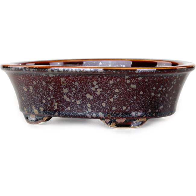 Oval brown bonsai pot by Heian Kosen - 180 x 142 x 52 mm