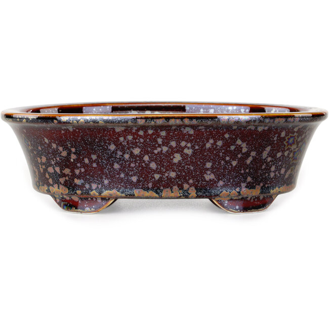 Pot à bonsaï ovale marron par Heian Kosen - 180 x 142 x 52 mm
