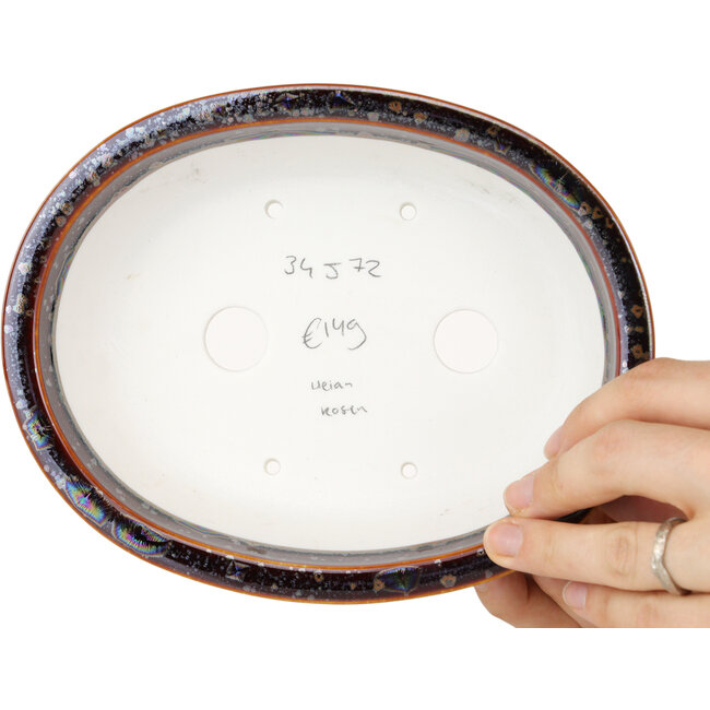 Ovale bruine bonsaipot van Heian Kosen - 180 x 142 x 52 mm