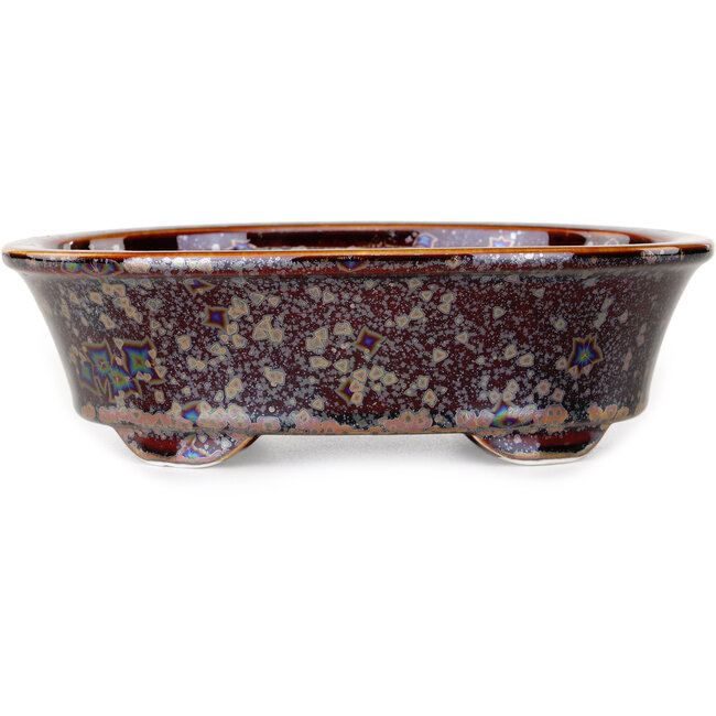 Vaso bonsai ovale marrone di Heian Kosen - 180 x 142 x 52 mm