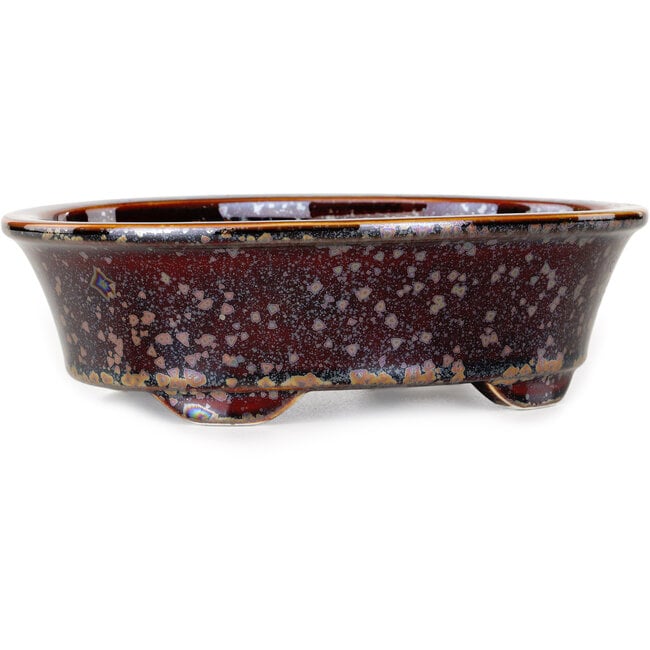 Oval brown bonsai pot by Heian Kosen - 180 x 142 x 52 mm