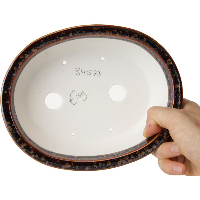 Ovale bruine bonsaipot van Heian Kosen - 180 x 142 x 52 mm