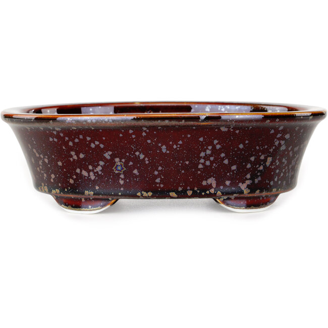 Pot à bonsaï ovale marron par Heian Kosen - 180 x 142 x 52 mm