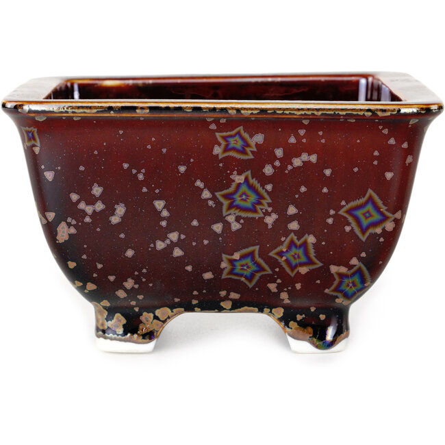 Pot à bonsaï carré marron de Heian Kosen - 133 x 133 x 80 mm