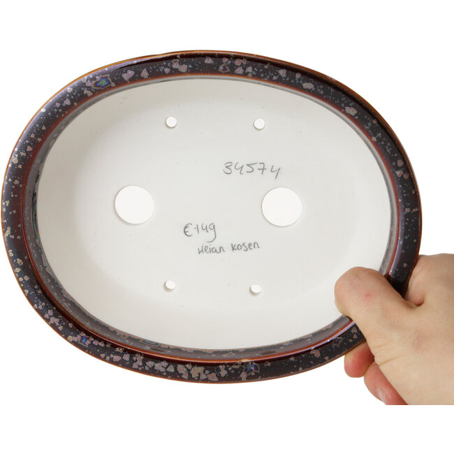 Ovale bruine bonsaipot van Heian Kosen - 180 x 142 x 52 mm