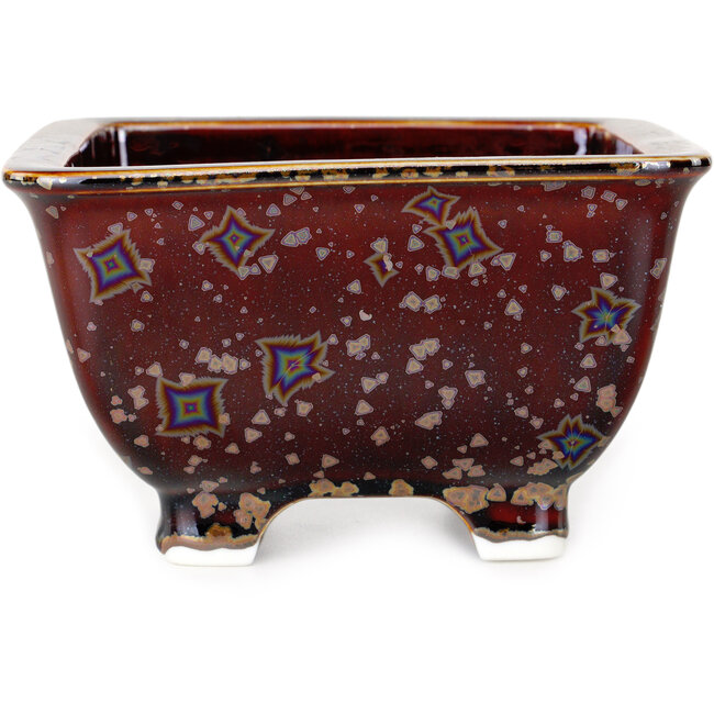 Pot à bonsaï carré marron de Heian Kosen - 133 x 133 x 80 mm