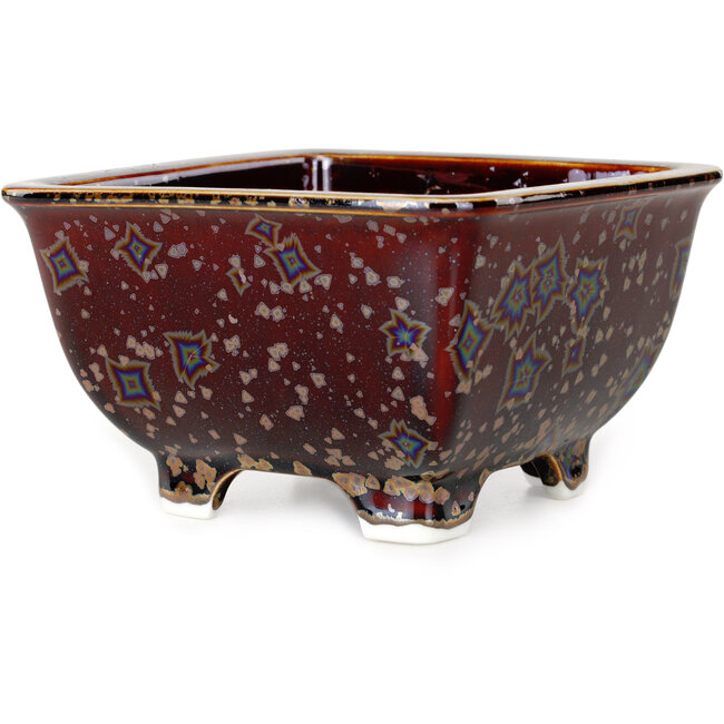 Maceta cuadrada marrón para bonsái de Heian Kosen - 133 x 133 x 80 mm