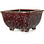 Vaso bonsai quadrato marrone di Heian Kosen - 133 x 133 x 80 mm