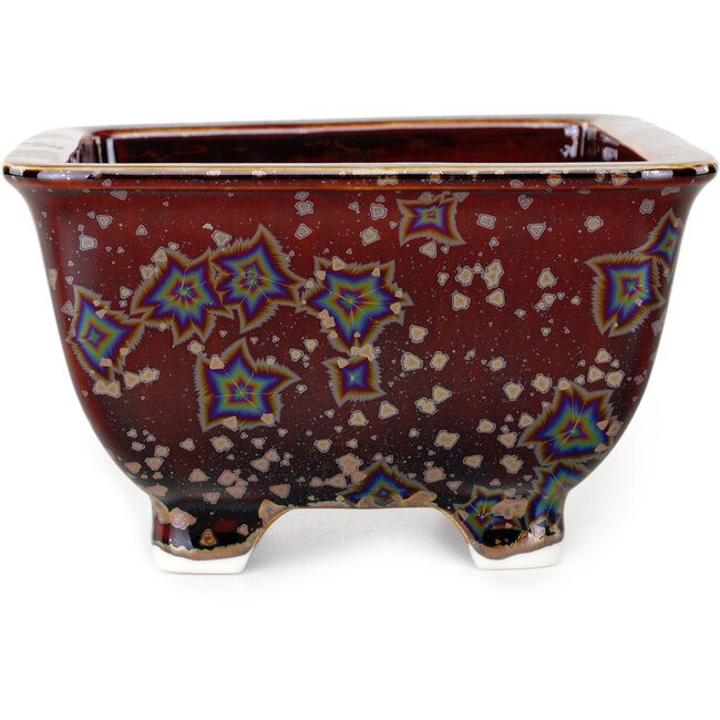 Maceta cuadrada marrón para bonsái de Heian Kosen - 133 x 133 x 80 mm