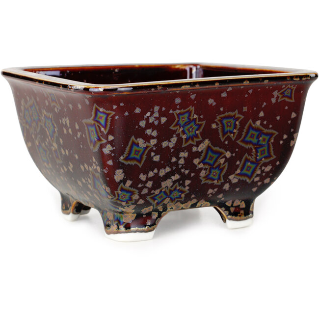 Square brown bonsai pot by Heian Kosen - 133 x 133 x 80 mm