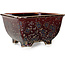 Maceta cuadrada marrón para bonsái de Heian Kosen - 133 x 133 x 80 mm