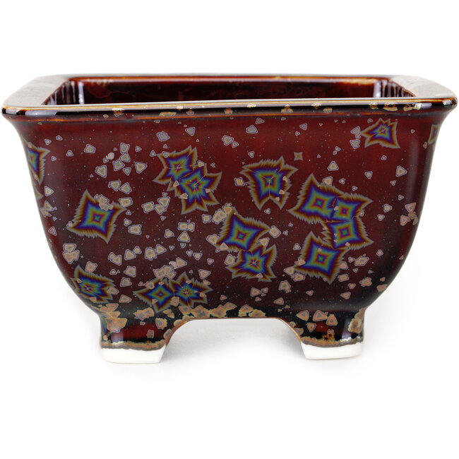 Pot à bonsaï carré marron de Heian Kosen - 133 x 133 x 80 mm