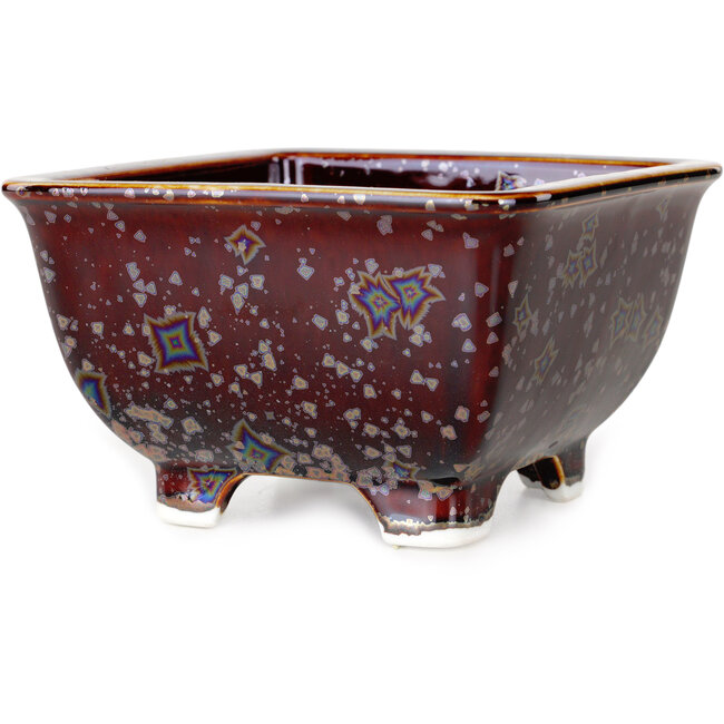 Vaso bonsai quadrato marrone di Heian Kosen - 133 x 133 x 80 mm