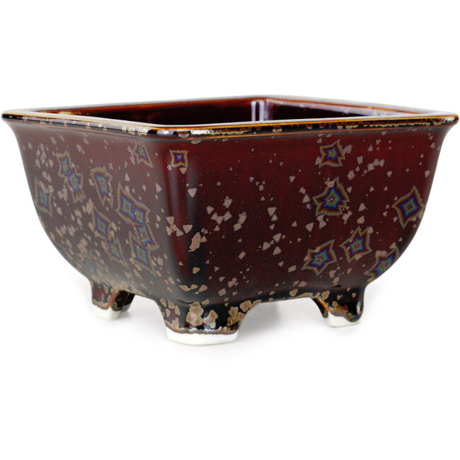Vaso bonsai quadrato marrone di Heian Kosen - 133 x 133 x 80 mm
