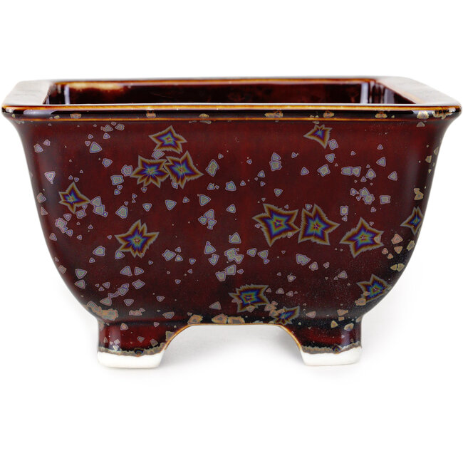 Pot à bonsaï carré marron de Heian Kosen - 133 x 133 x 80 mm