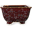 Square brown bonsai pot by Heian Kosen - 133 x 133 x 80 mm
