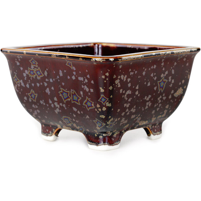 Vaso bonsai quadrato marrone di Heian Kosen - 133 x 133 x 80 mm