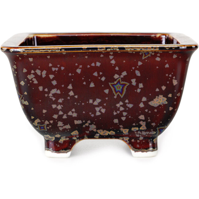 Maceta cuadrada marrón para bonsái de Heian Kosen - 133 x 133 x 80 mm