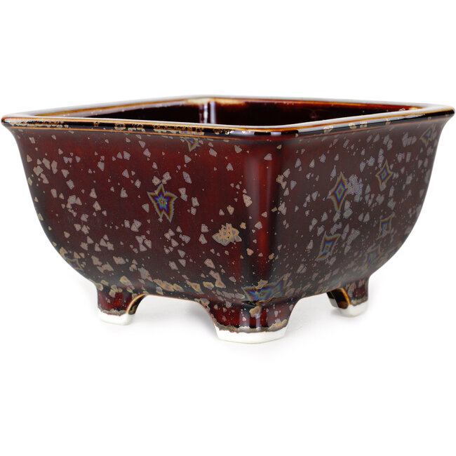 Vaso bonsai quadrato marrone di Heian Kosen - 133 x 133 x 80 mm