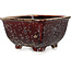 Square brown bonsai pot by Heian Kosen - 133 x 133 x 80 mm