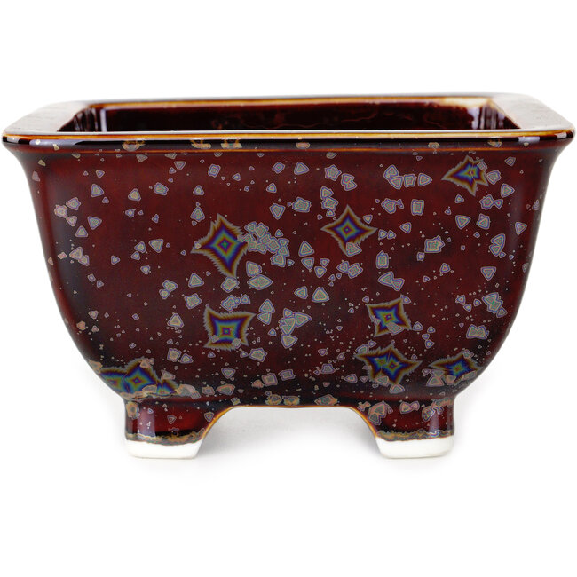 Square brown bonsai pot by Heian Kosen - 133 x 133 x 80 mm