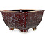 Vaso bonsai quadrato marrone di Heian Kosen - 133 x 133 x 80 mm