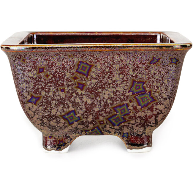 Square brown bonsai pot by Heian Kosen - 133 x 133 x 80 mm