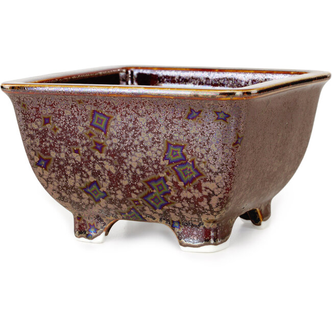 Maceta cuadrada marrón para bonsái de Heian Kosen - 133 x 133 x 80 mm