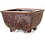 Vierkante bruine bonsaipot van Heian Kosen - 133 x 133 x 80 mm