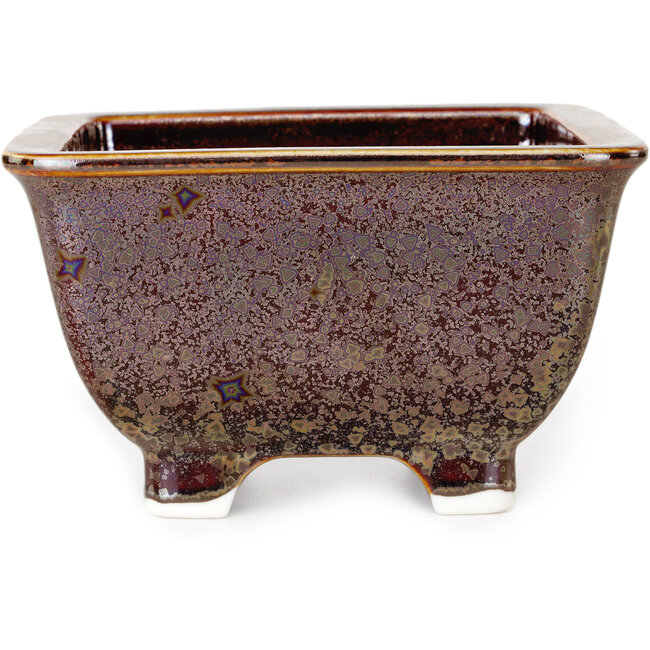 Square brown bonsai pot by Heian Kosen - 133 x 133 x 80 mm