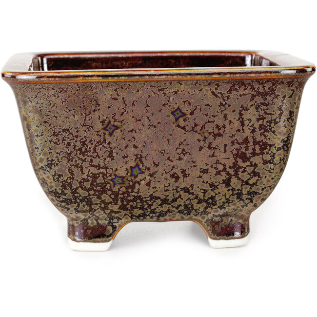 Pot à bonsaï carré marron de Heian Kosen - 133 x 133 x 80 mm