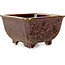 Maceta cuadrada marrón para bonsái de Heian Kosen - 133 x 133 x 80 mm