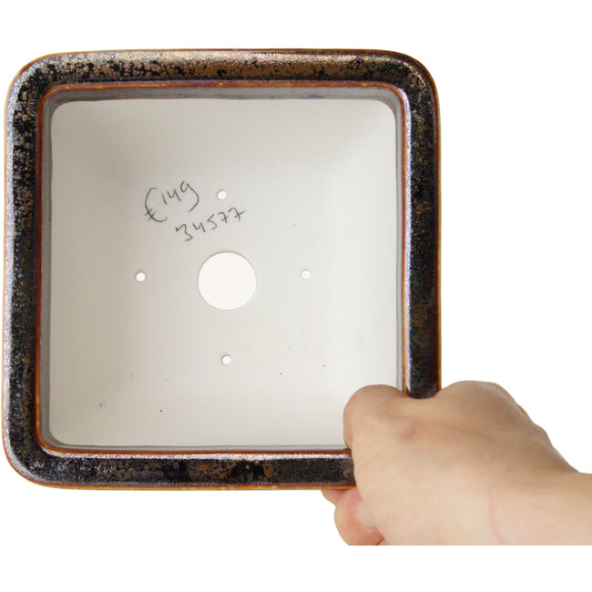 Pot à bonsaï carré marron de Heian Kosen - 133 x 133 x 80 mm