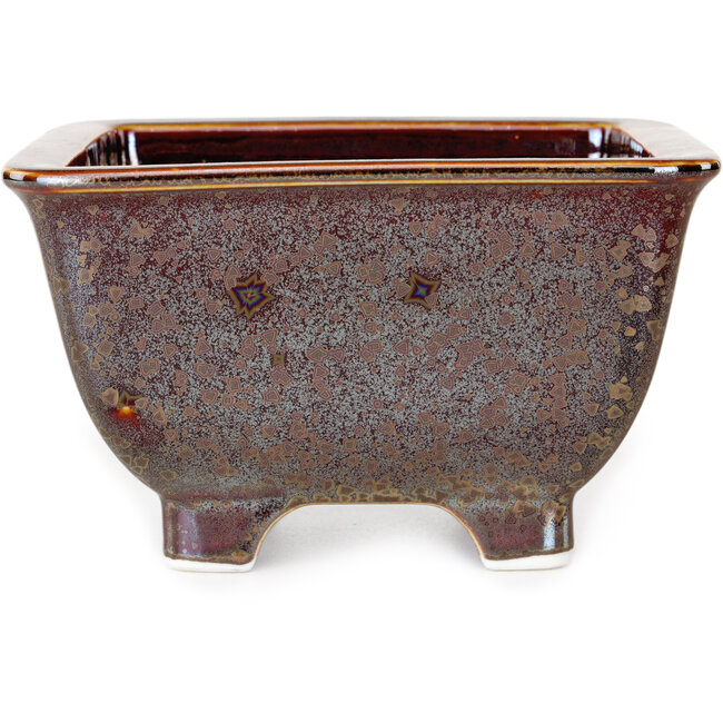 Vierkante bruine bonsaipot van Heian Kosen - 133 x 133 x 80 mm